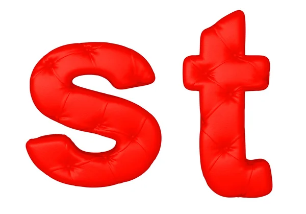 Luxus rote Lederschrift s t Buchstaben — Stockfoto