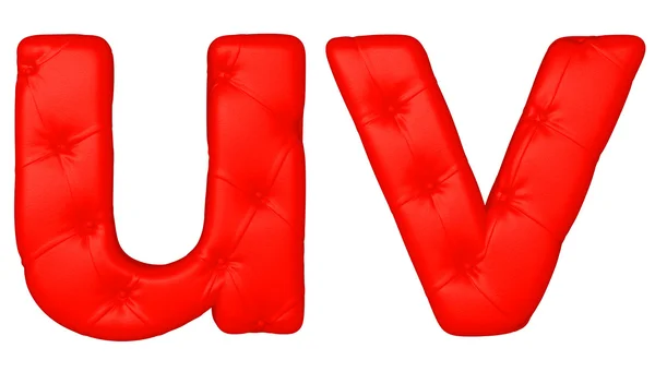 Luxury red leather font U V letters — Stock Photo, Image