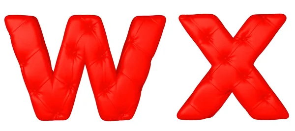 Fonte de couro vermelho de luxo W X letras — Fotografia de Stock