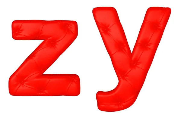 Luxus piros bőr betűtípus y z betűk — Stock Fotó