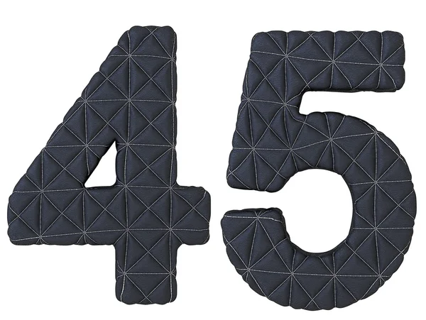 ステッチされた革フォント 4 5 の数字 — ストック写真
