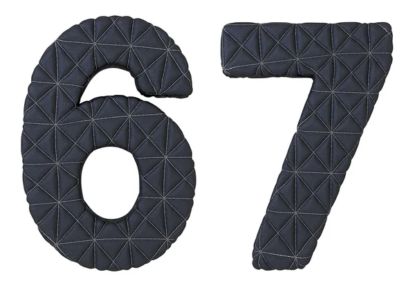 缝合的皮革字体 6 7 数字 — 图库照片