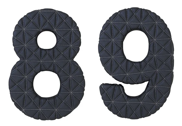 Dikişli deri yazı tipi 8 9 rakamları — Stok fotoğraf