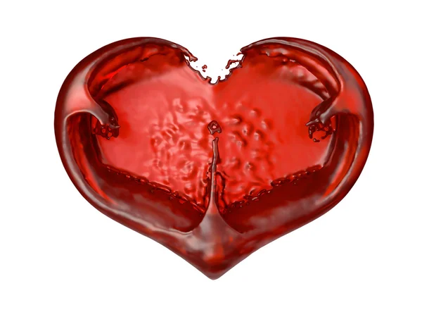 激情和爱: 红色液体心的形状 — 图库照片#