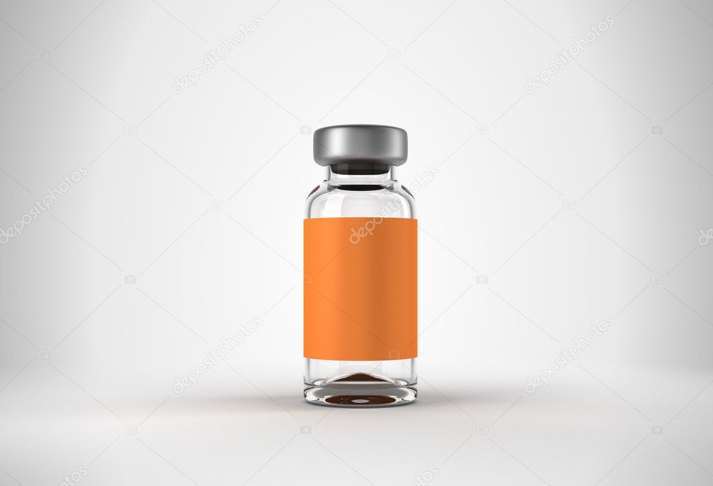 Single medical ampoule over grey