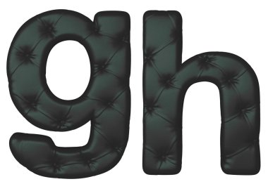 Luxury black leather font G H letters clipart