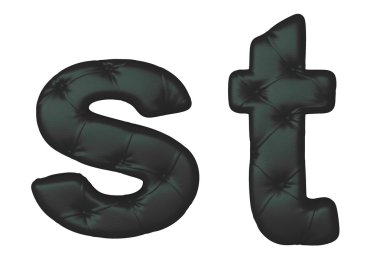 Luxury black leather font S T letters clipart