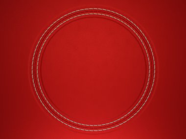 Red stitched circle shape on leather background clipart