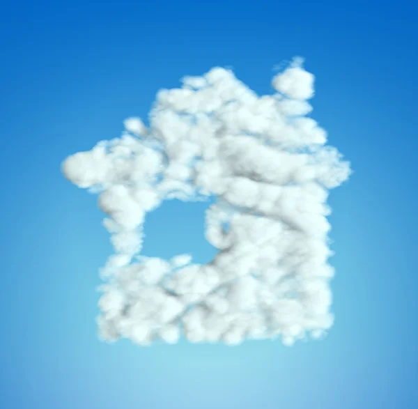 Σχήμα σύμβολο σπίτι σύννεφο πάνω από το γαλάζιο του ουρανού — Φωτογραφία Αρχείου
