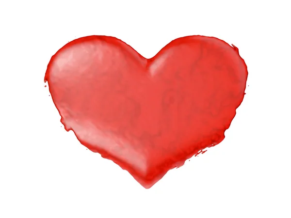 Aşk: Kırmızı sıvı kalp şekli. Beyaz arka plan üzerinde — Stok fotoğraf