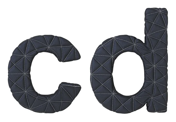 Letras d c de couro costurado em minúsculas fonte — Fotografia de Stock