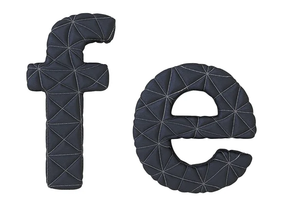 Lowercase stitched leather font f e letters — Stock Photo, Image