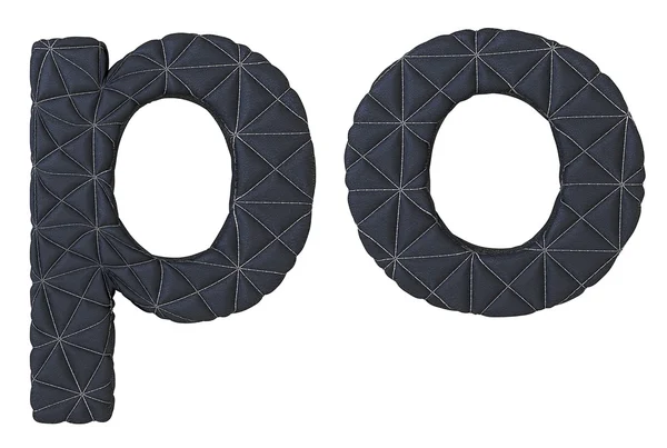 Gemener sydda läder teckensnitt p o bokstäver — Stockfoto