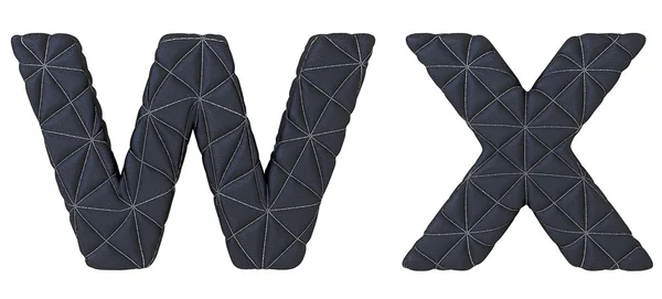 W x 字母小写缝合的皮革字体 — 图库照片