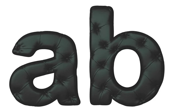 Luxo preto couro fonte A B letras — Fotografia de Stock
