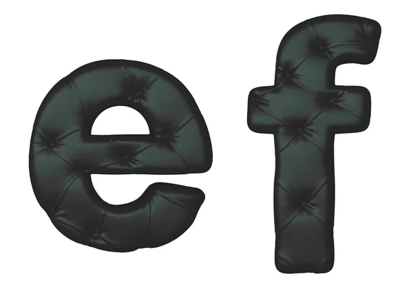 Luxus fekete bőr betűtípus e f betűket — Stock Fotó