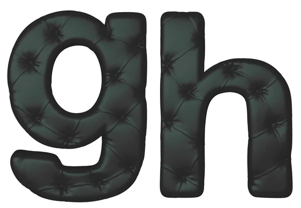 Luxo preto couro fonte G H letras — Fotografia de Stock