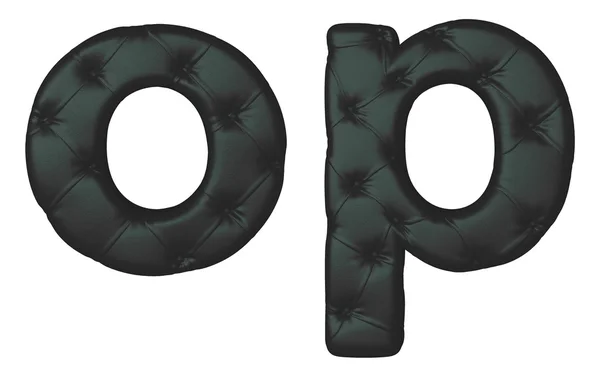 Lyx svart läder teckensnitt o p bokstäver — Stockfoto