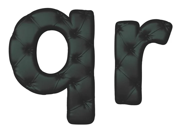 Lyx svart läder teckensnitt r q bokstäver — Stockfoto