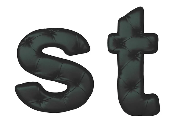 Luxo preto couro letra S T letras — Fotografia de Stock
