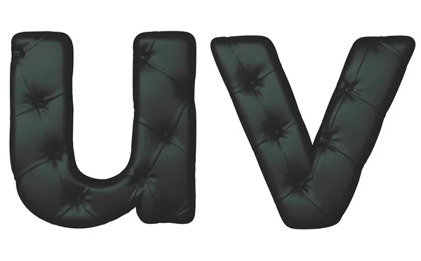 Роскошный черный кожаный шрифт U V — стоковое фото