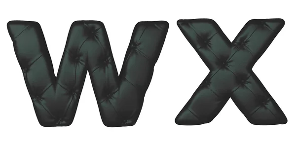 Luxus fekete bőr betűtípus w x betű — Stock Fotó