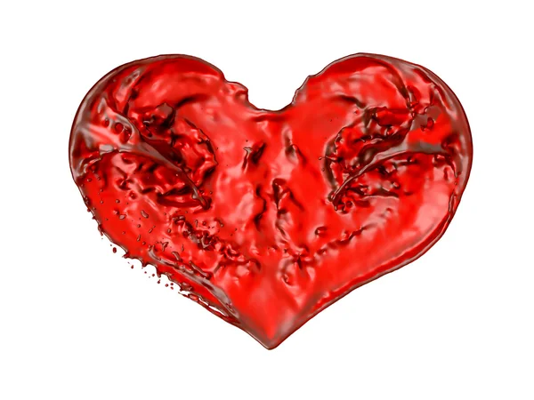 Romantik und Liebe: rotes flüssiges Herz — Stockfoto