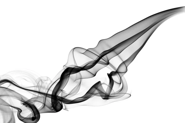 Abstract black smoke swirls on white — Stock Photo, Image