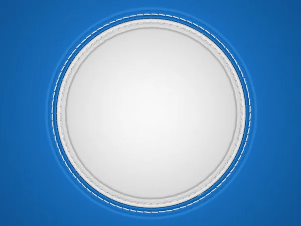 Blau und weiß genähte Kreisform auf Leder — Stockfoto