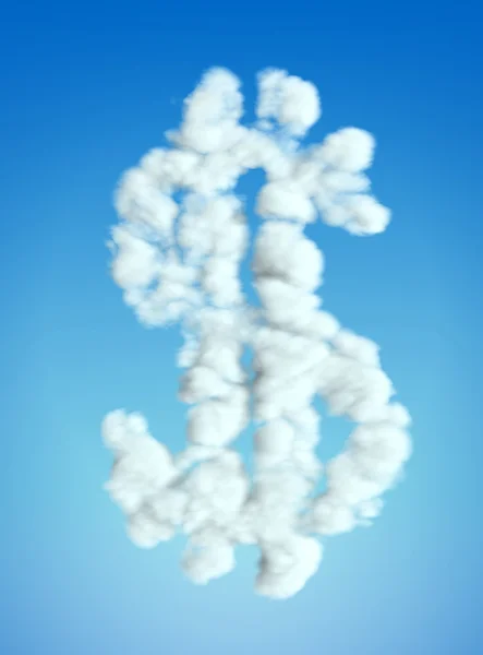 Forma de símbolo de dólar nuboso sobre cielo azul —  Fotos de Stock
