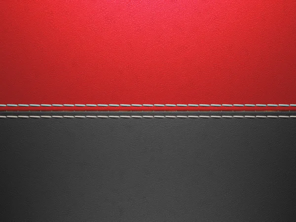 Vermelho e preto horizontal costurado fundo de couro — Fotografia de Stock
