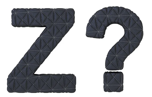 Зашитый кожаный шрифт Z буква и знак запроса — стоковое фото