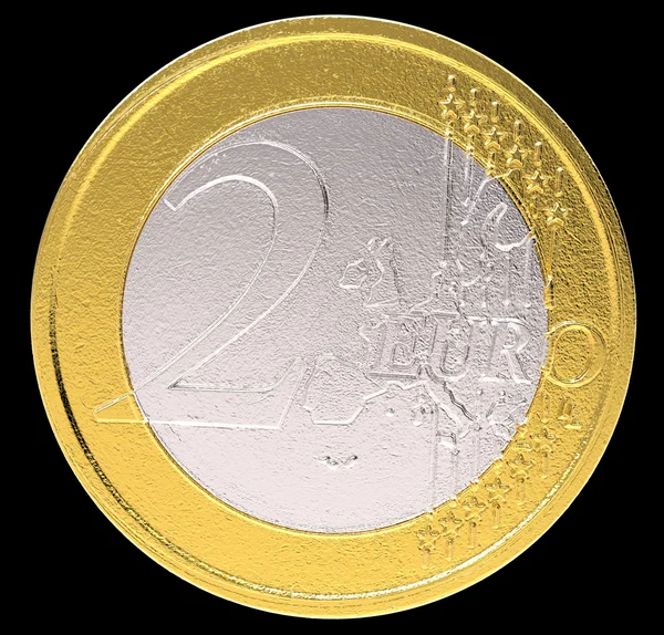 2 евро: монеты в евро — стоковое фото