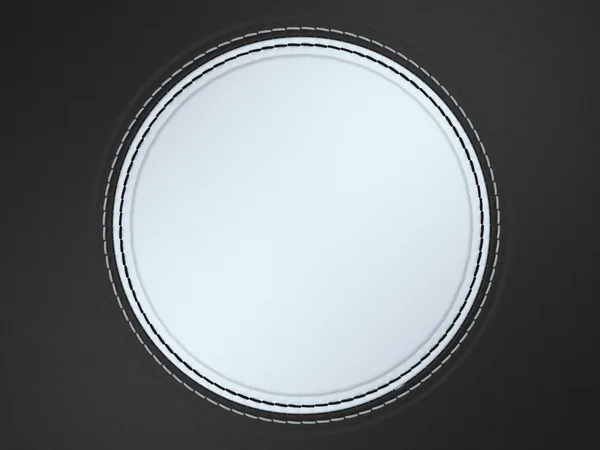 Black and white stitched circle shape on leather — Stock Photo, Image
