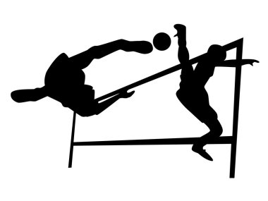 Vector illustration of sepak takraw players in silhouette. Zipfile contains jpg, eps v8 and ai cs5. clipart