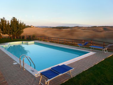 Pool in Tuscany clipart