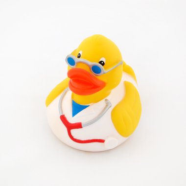 Rubber duck in doctor's clothes clipart