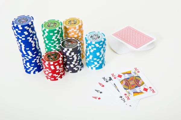 Kort og poker chips - Stock-foto