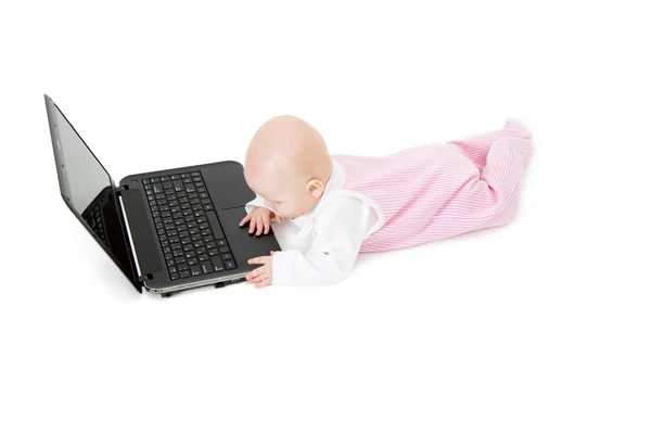 Baby with laptop — Stock Photo, Image