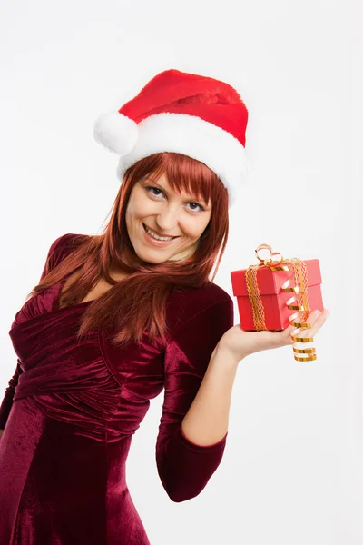 Girl in a Christmas hat — Stock Photo, Image