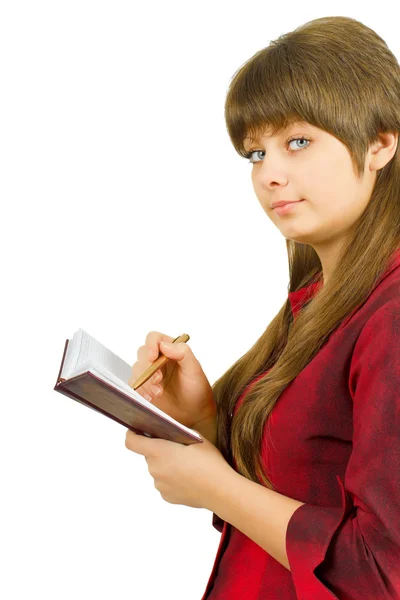 Κορίτσι με σημειωματάριο — Φωτογραφία Αρχείου