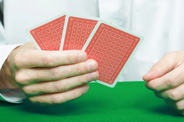 Kumarbazlar Elinde Kartları Kart Oyunu — Stok fotoğraf