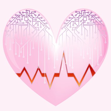 Heart with microcircuit clipart