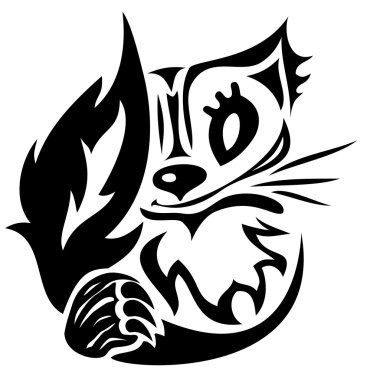 Vector stylized cat tattoo clipart