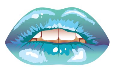 Sexy blue frosted lips clipart