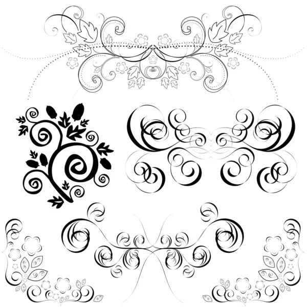 Set van patronen en ornamenten — Stockvector
