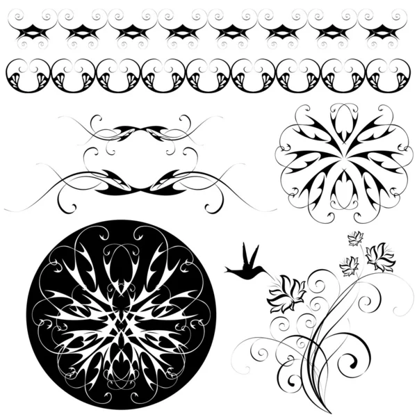 Conjunto de patrones y ornamentos — Vector de stock
