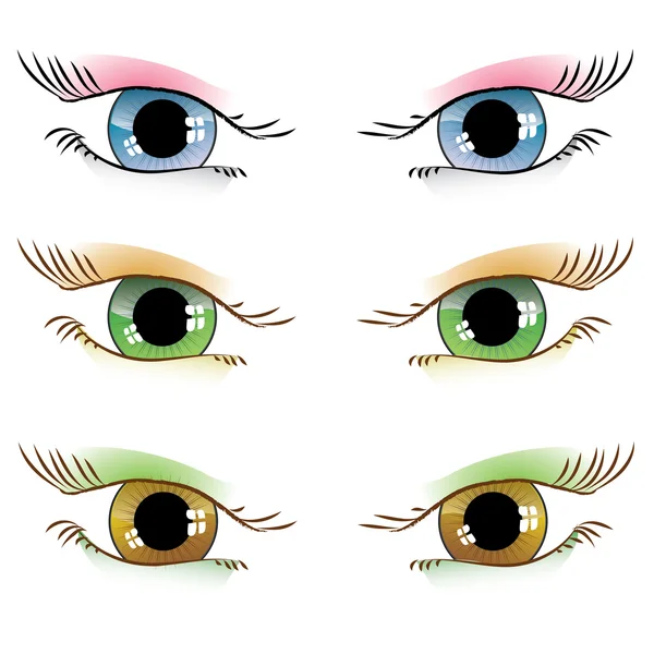 Conjunto de ojos pintados — Vector de stock