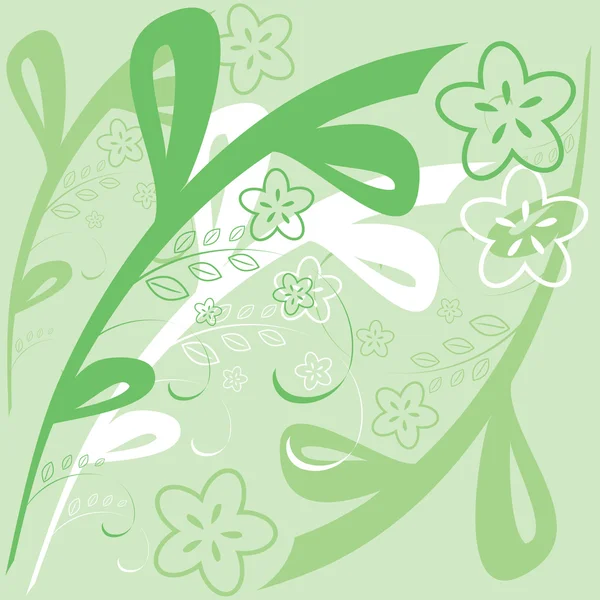緑の色合いで背景花柄 — ストックベクタ