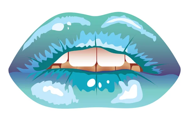 性感的蓝色磨砂的嘴唇 — 图库矢量图片
